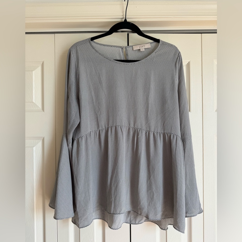 Ann Taylor LOFT Women's Peplum Style Blouse with Bell Sleeve